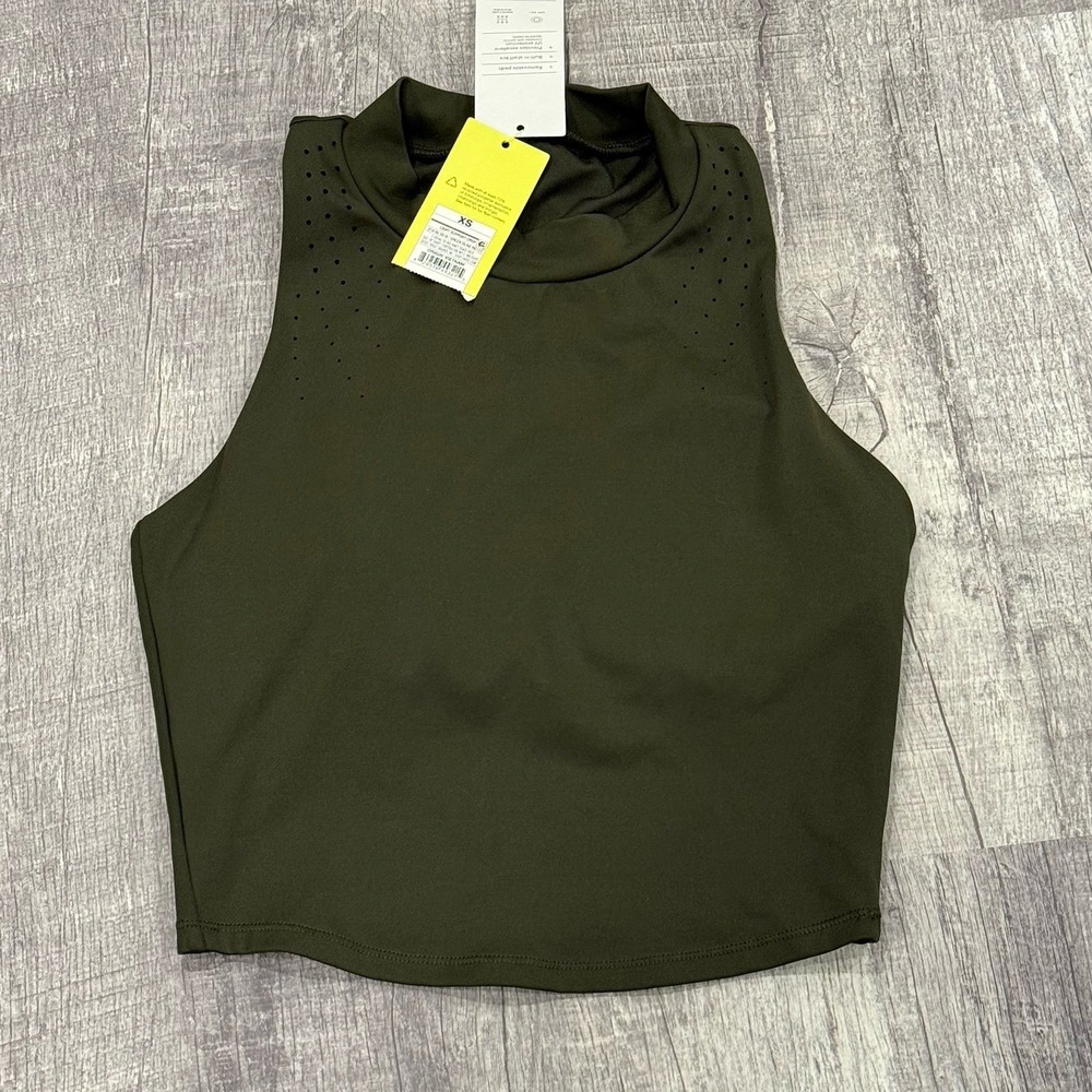 All in Motion Womens XS Olive Green High Neck Crop Top Athletic